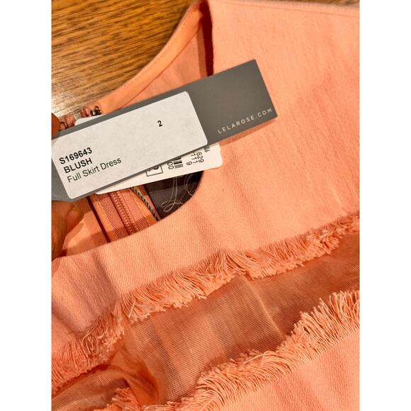 Lela Rose Grace Full-Skirt Fringe-Trim Dress in peach Blush size 2 / XS - Picture 3 of 13